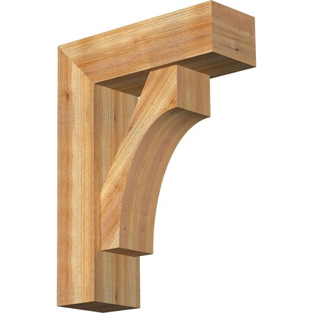 Ekena Millwork Westlake Block Rough Sawn Bracket w/ Offset Brace, Western Red Cedar, 8"W x 24"D x 32"H BKT0806X24X32WTL05RWR